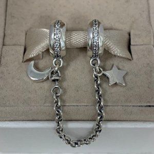 Pandora Half Moon and Star Safety Chain Charm